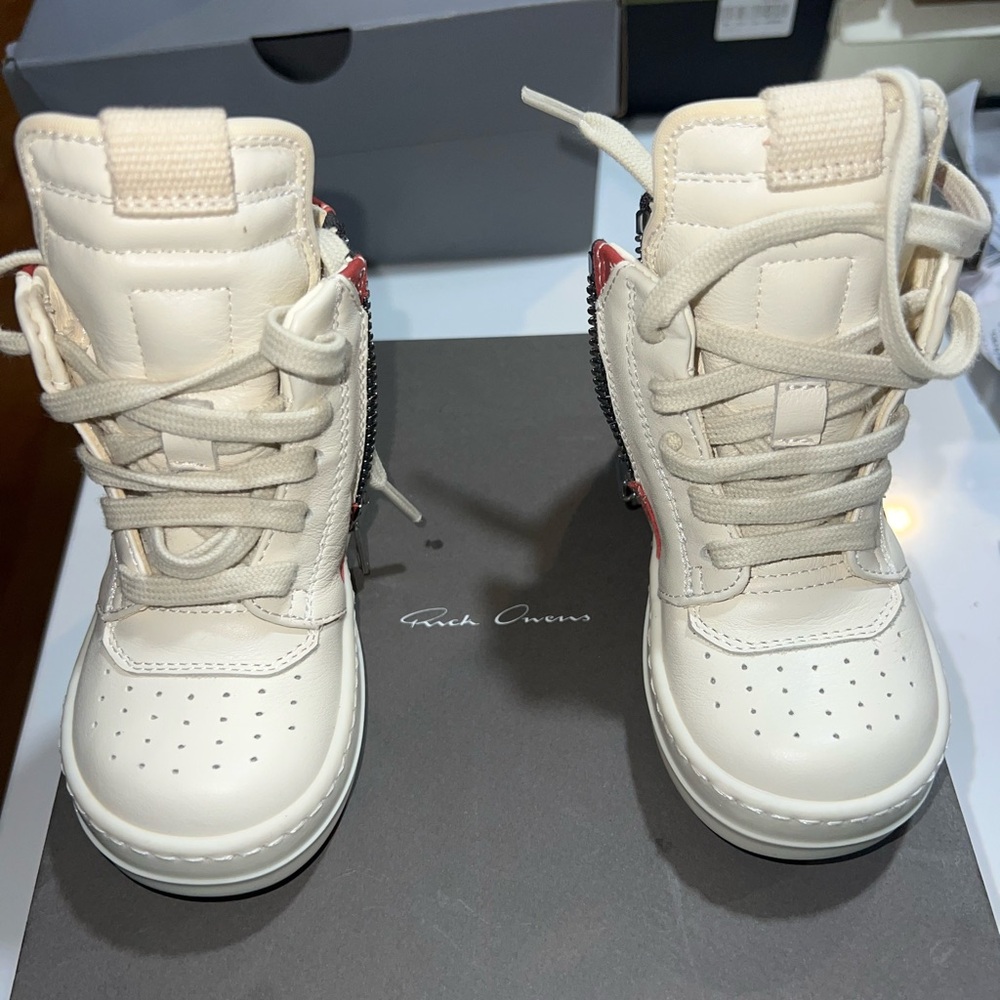 Rick Owens Cream High-Top Sneakers with Padded Design